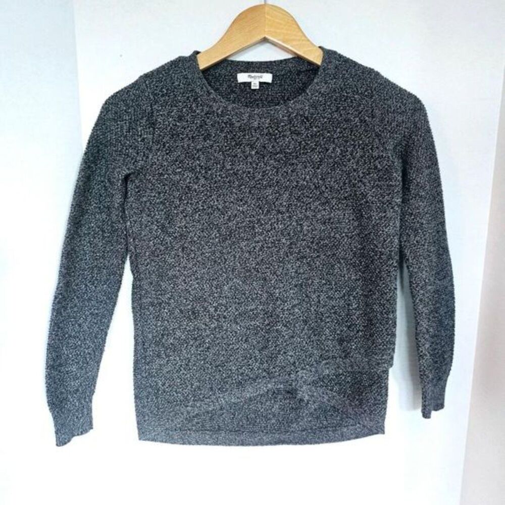 Madewell Dark Marbled Gray‎ Sweater | Asymmetrical Criss-Cross Hem – Size XS